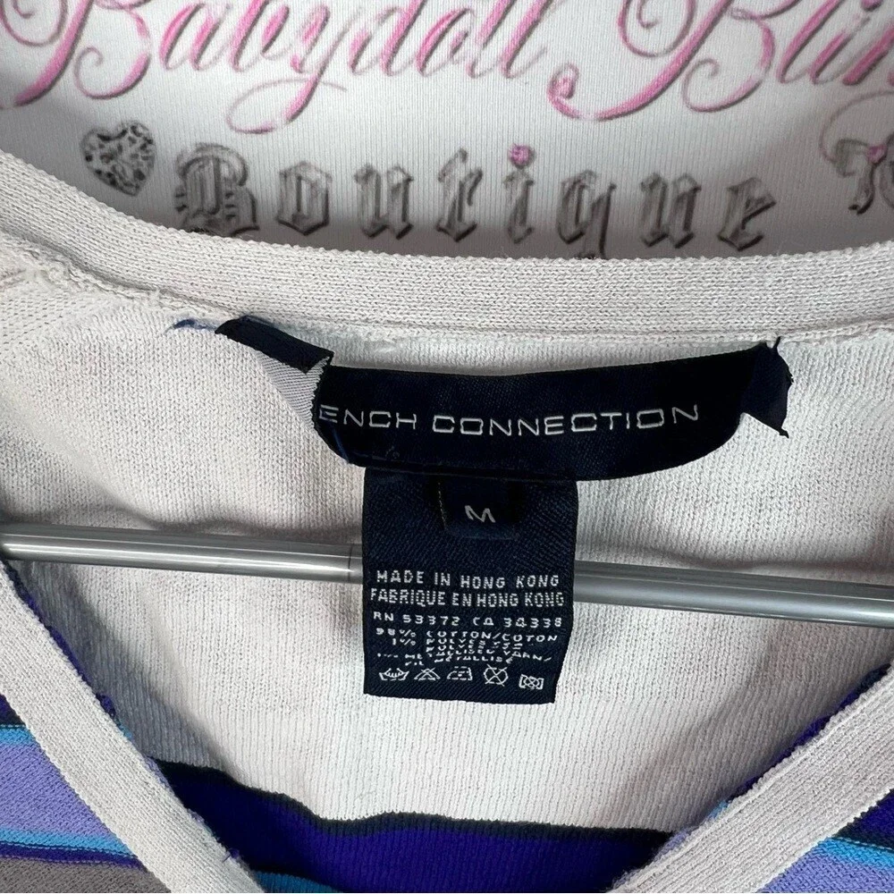 French Connection long sleeve stripes white grey Blue and White Striped Top
